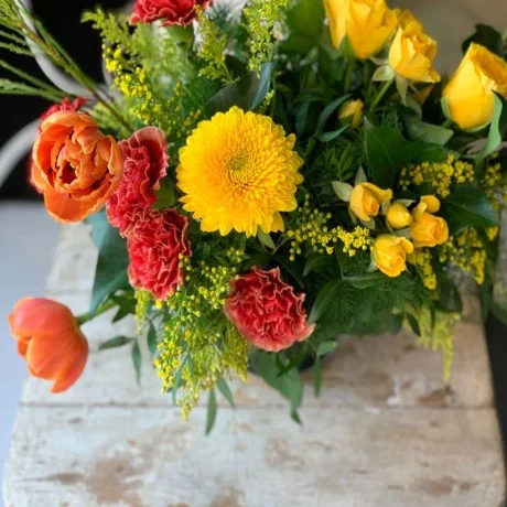 Cristal Detalle Floral Amarillo Naranja